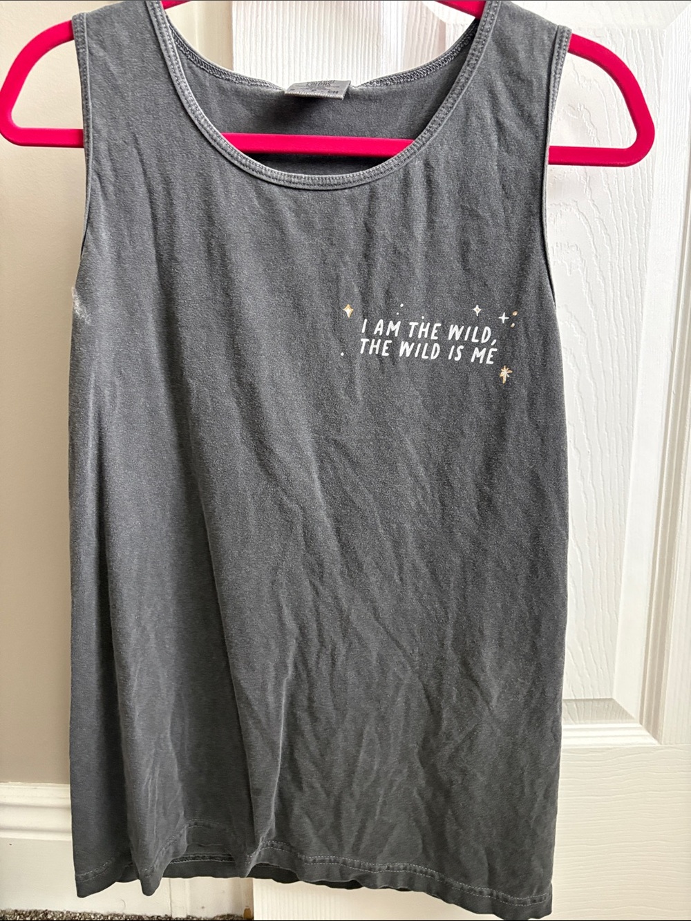 Comfort Colors Charcoal Tank with White and Gold Print